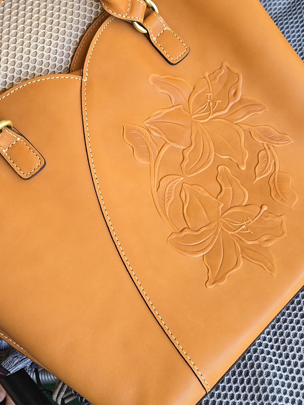Patricia Nash Tan Floral-Embossed Tote - Picture 14 of 15